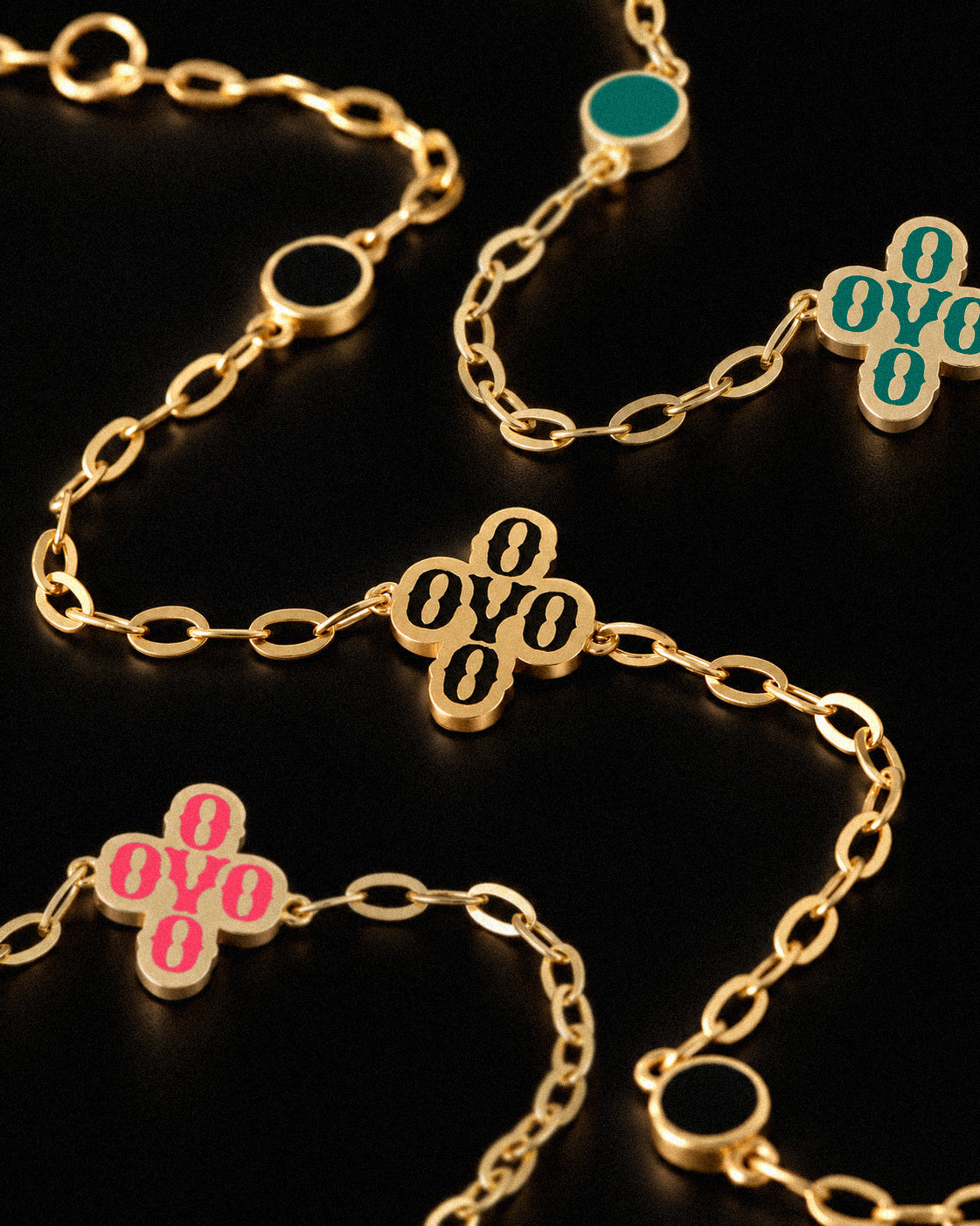 Gold Pom Pom Bracelet - Green