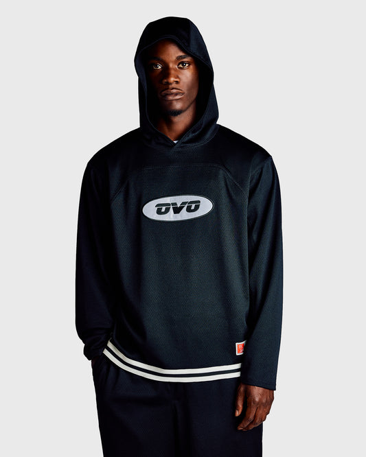 Mesh Basketball Hoodie - Black