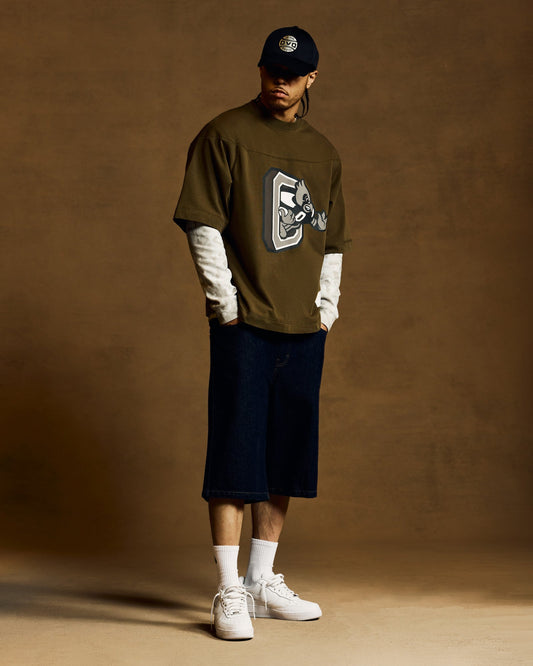 Heavy Weight Mascot Football Tee - Moss