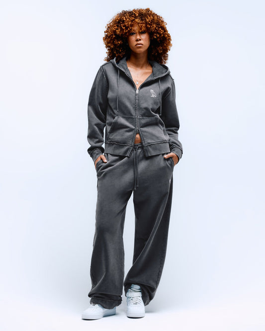 Raw Edge Open-Hem Sweatpant - Black Sand