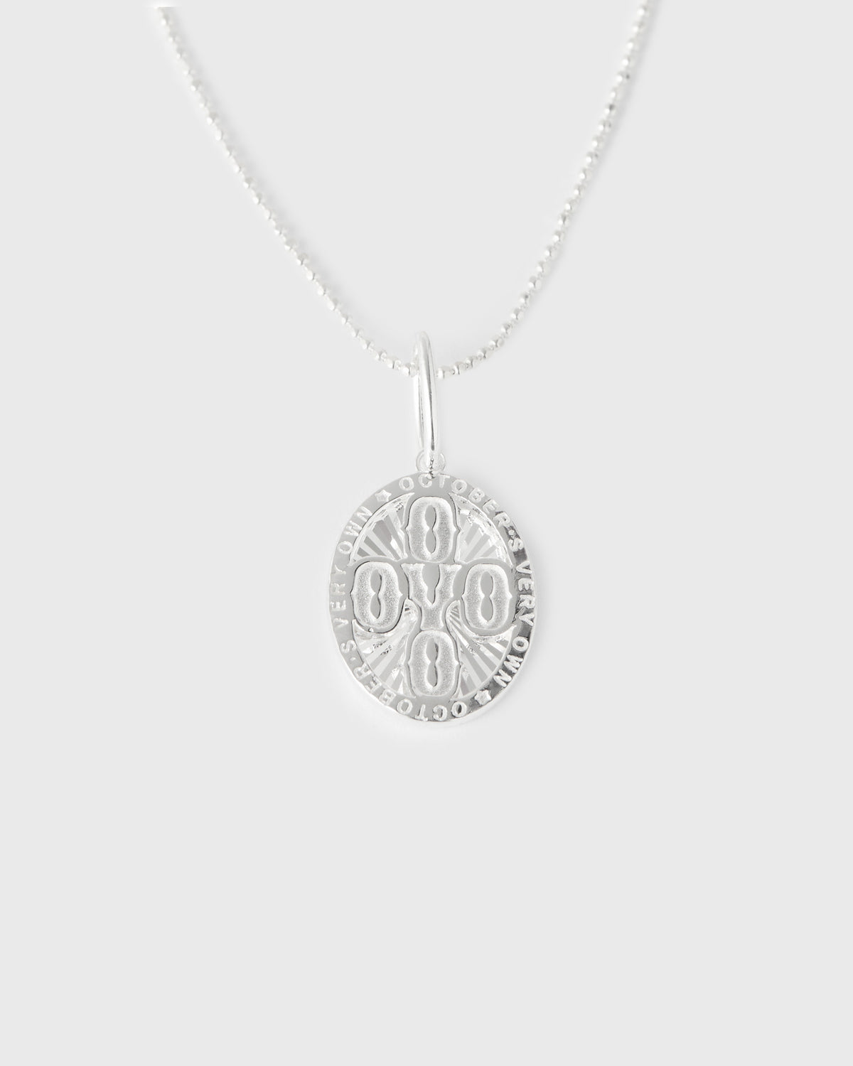 Pom Pom Oval Necklace - Silver