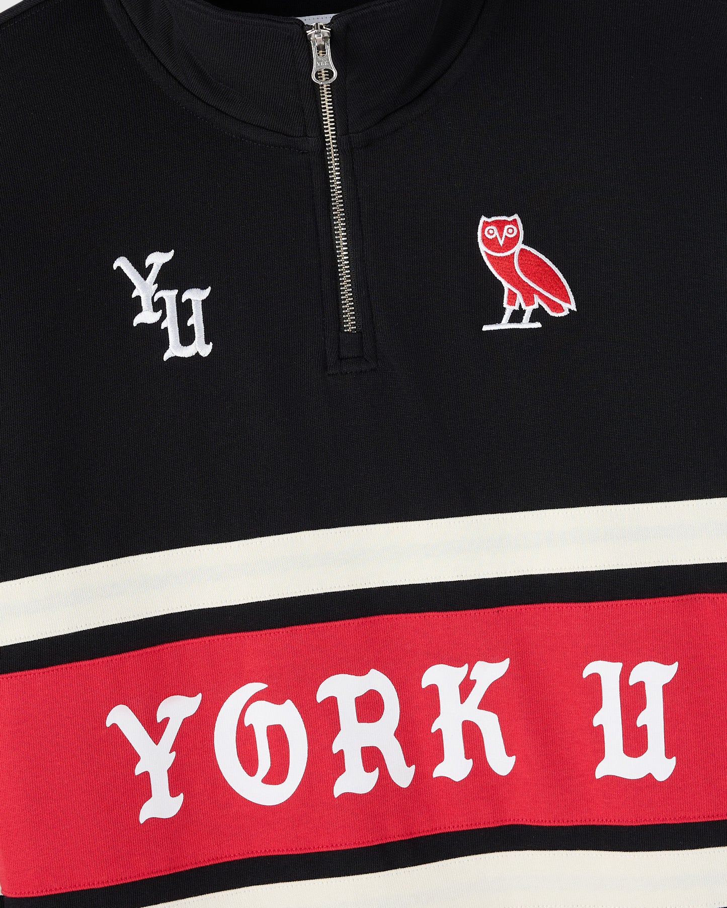 Pull de rugby York University à col zippé – Noir
