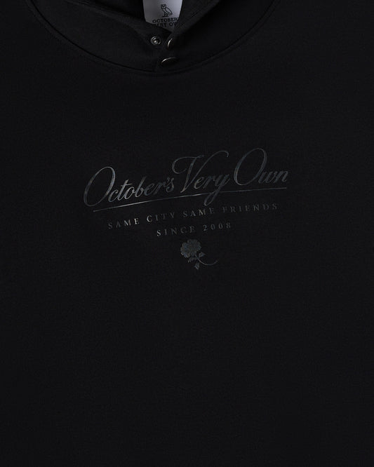 Double Knit Script Hoodie - Black
