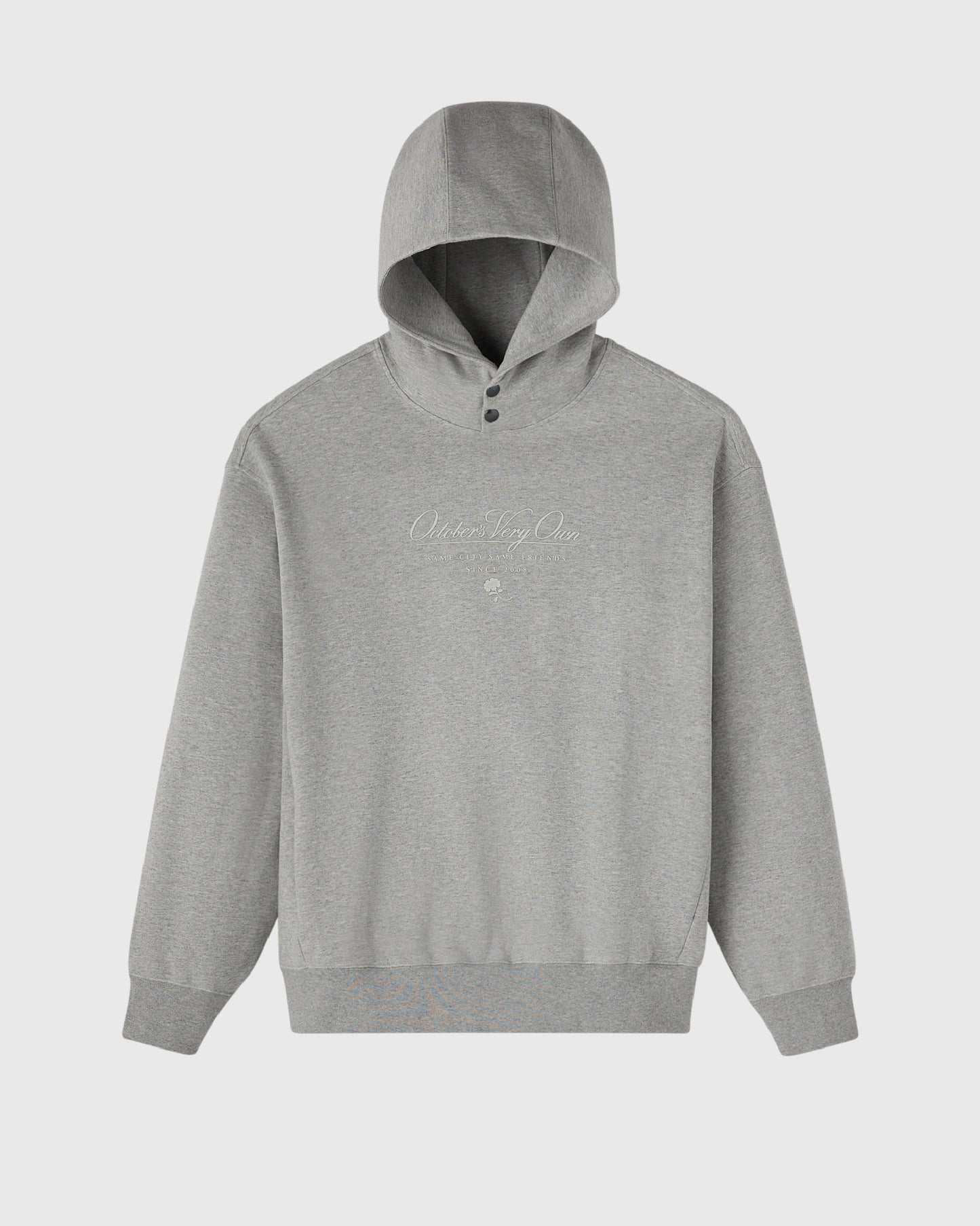 Double Knit Script Hoodie - Heather Grey