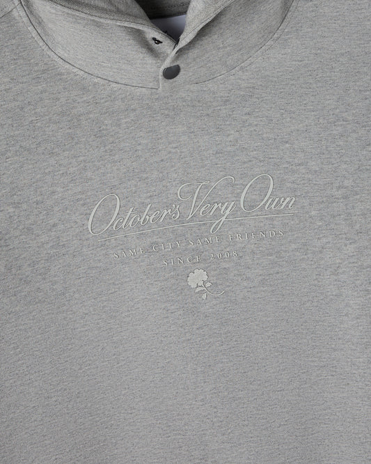 Double Knit Script Hoodie - Heather Grey