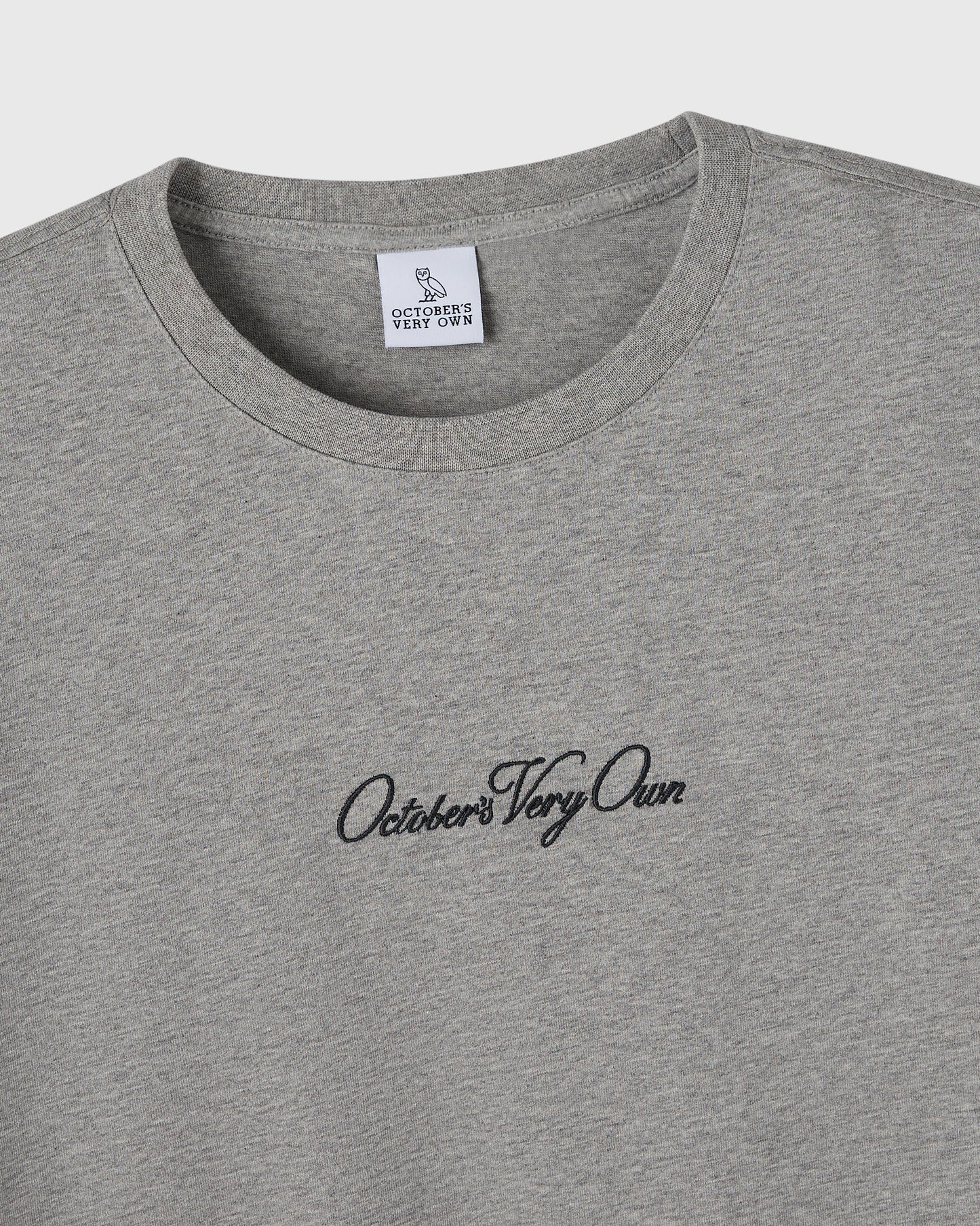 Luxe Jersey Script Tee - Heather Grey