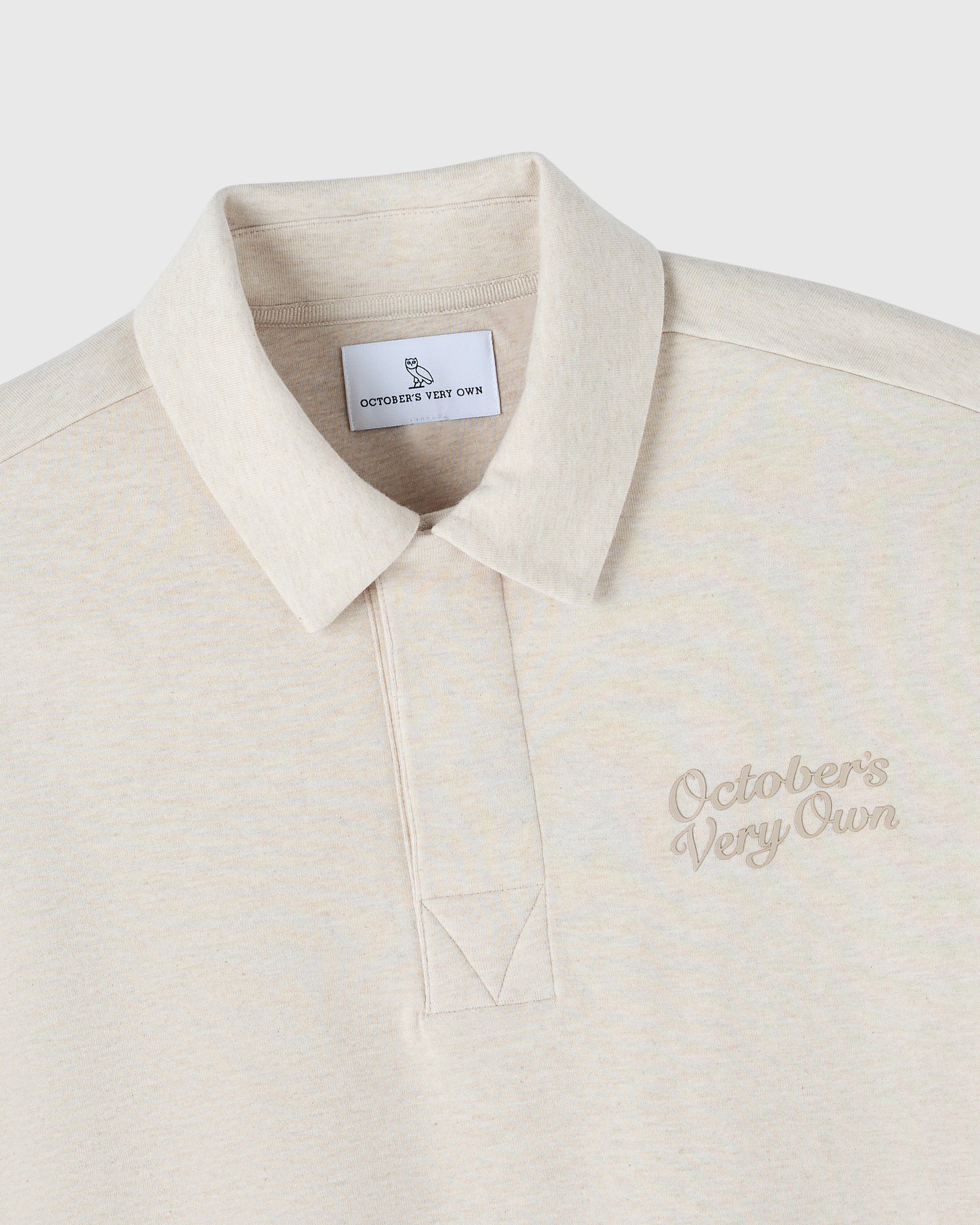 Double Knit Script Rugby Polo - Heather Oatmeal