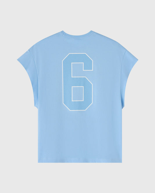 Runner Mesh Print Muscle Tee - Light Blue