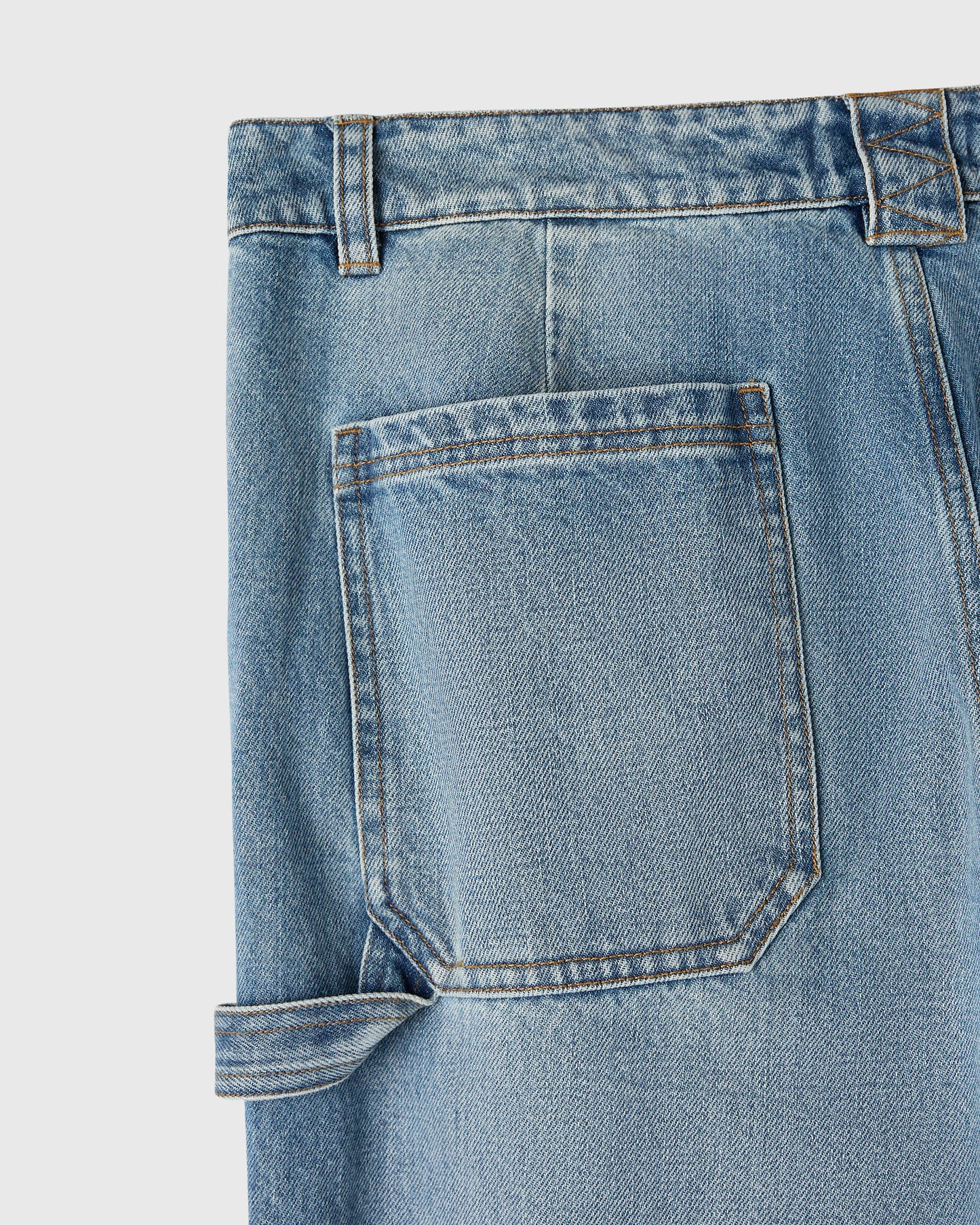 PANTALON EN JEAN À GENOUX RENTRÉS - INDIGO DÉLAVÉ