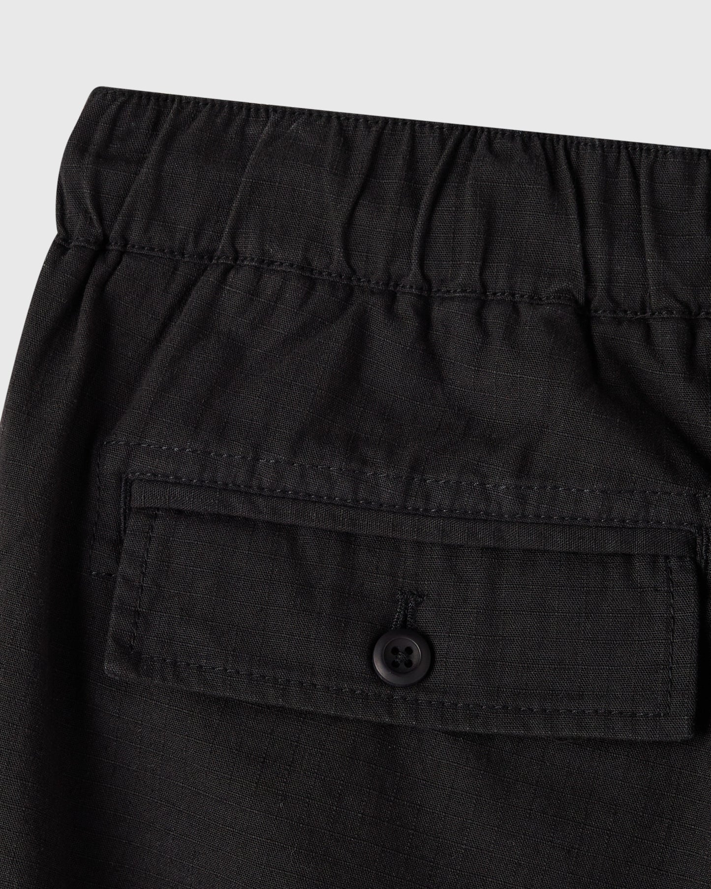 Linen Ripstop Cargo Short - Black