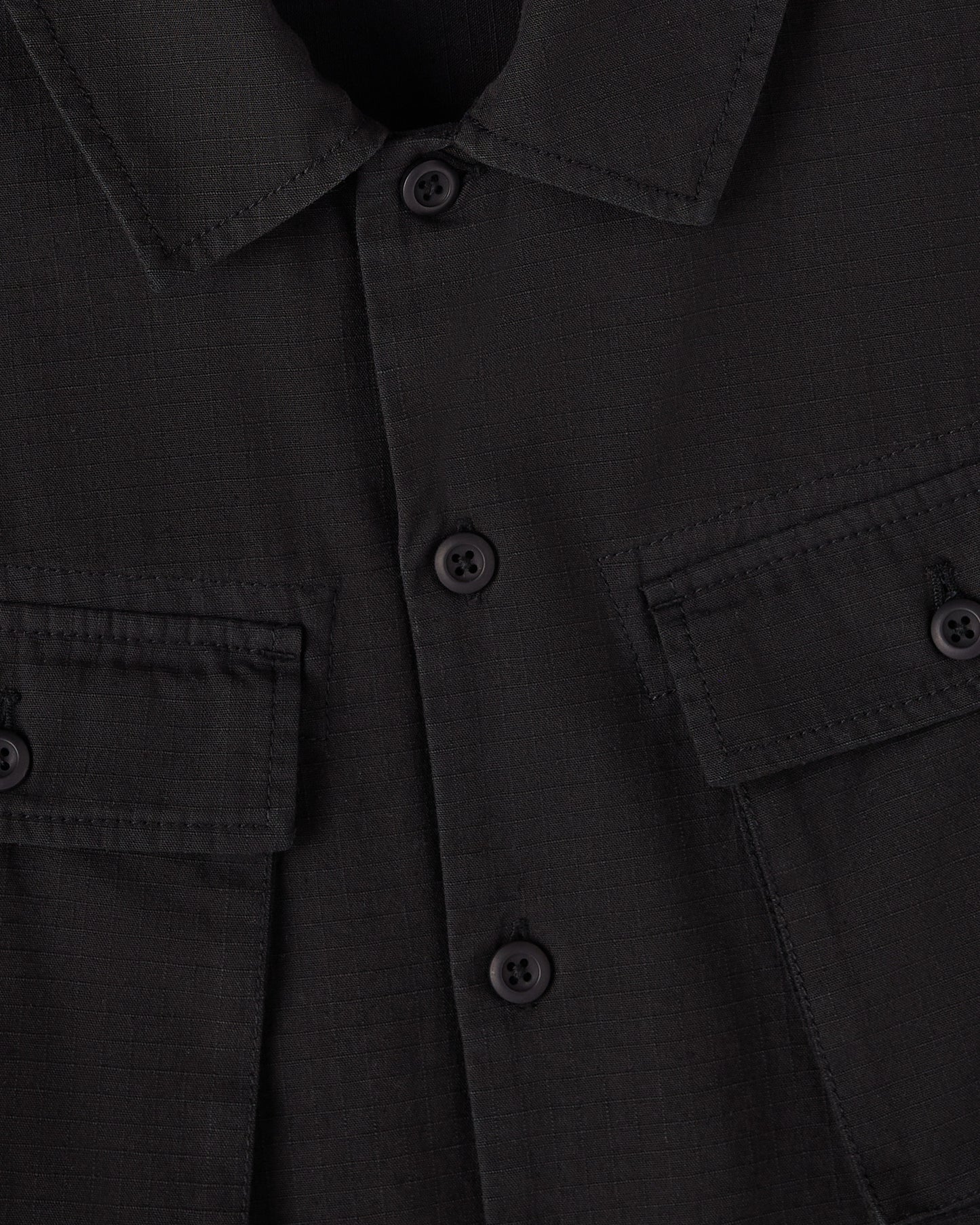 Linen Ripstop Camp Shirt - Black