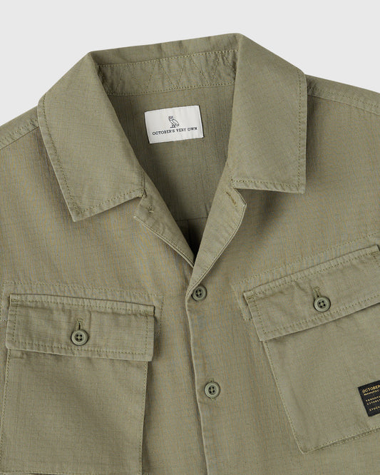 Chemise de camp en lin ripstop - Vert olive