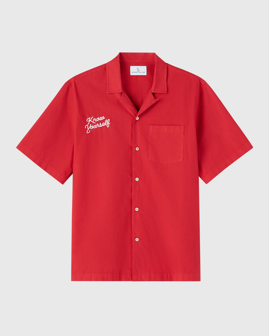Pom Pom Banner Camp Shirt - Red