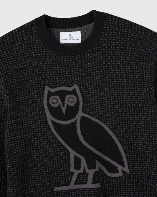 Jacquard Crewneck Sweater - Black