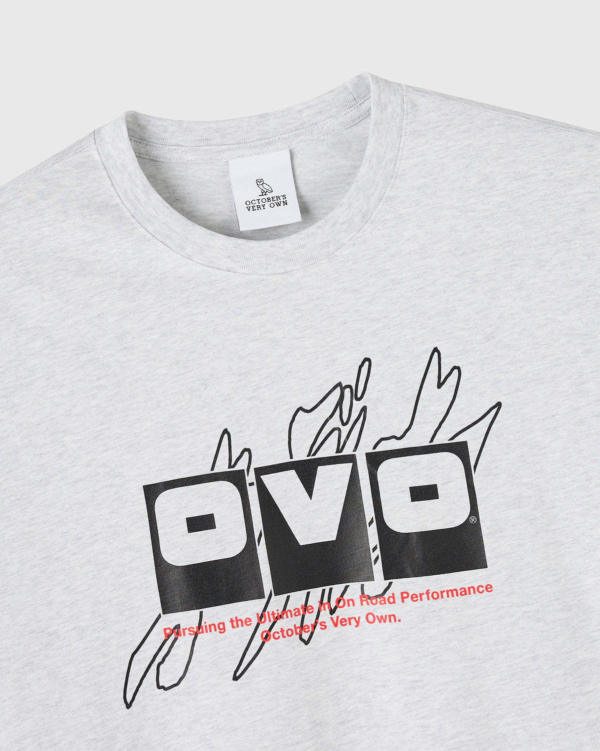 T-SHIRT GRAPHIQUE OVO MOTO - GRIS CHINÉ