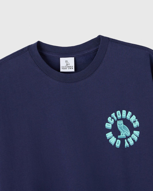 Circle Wordmark Cropped Tee - Navy