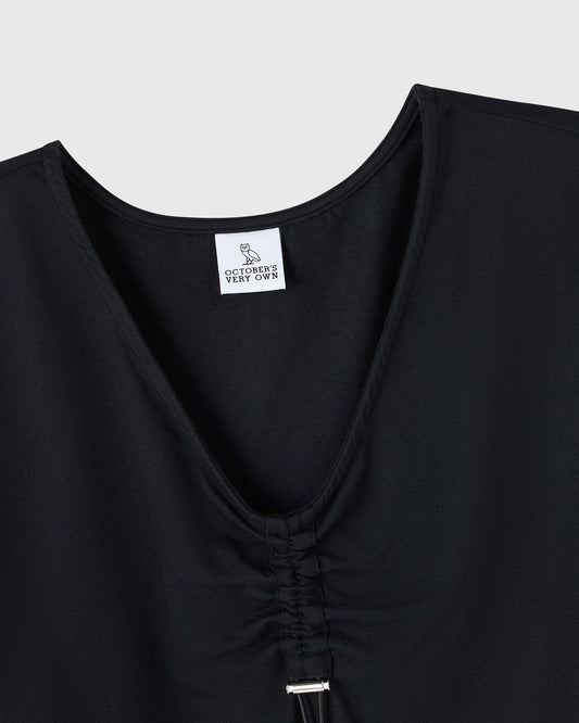 Cinched Pom Pom Tee - Black