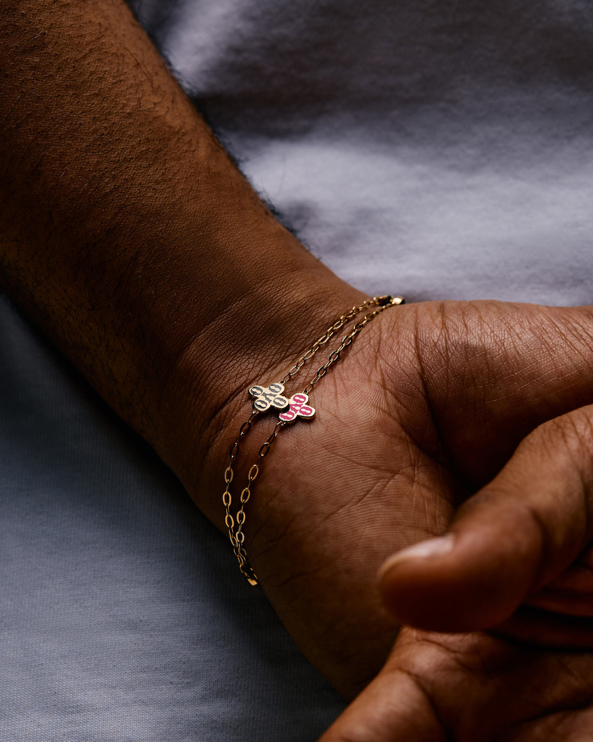Gold Pom Pom Bracelet - Rosé