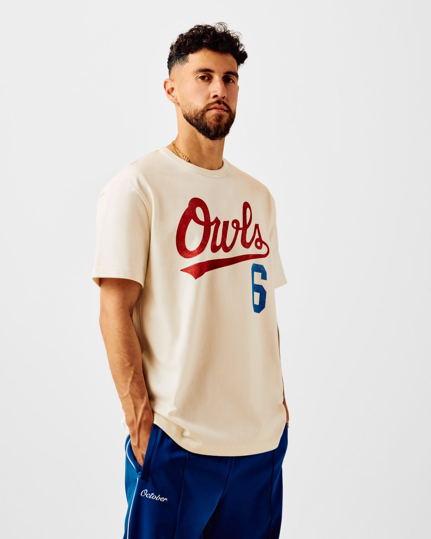 Owls Script Tee - Cream