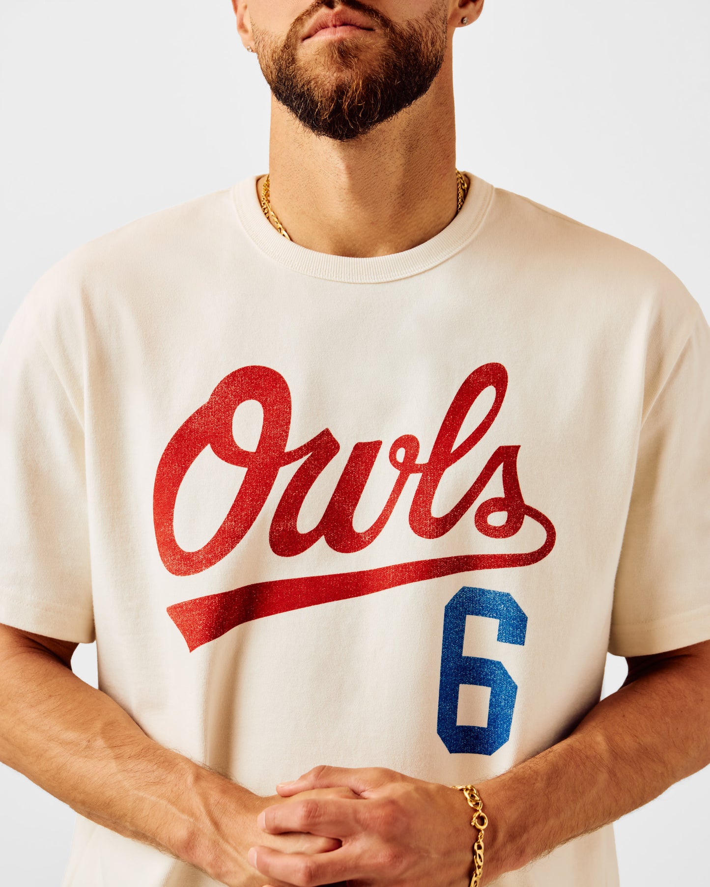 Owls Script Tee - Cream