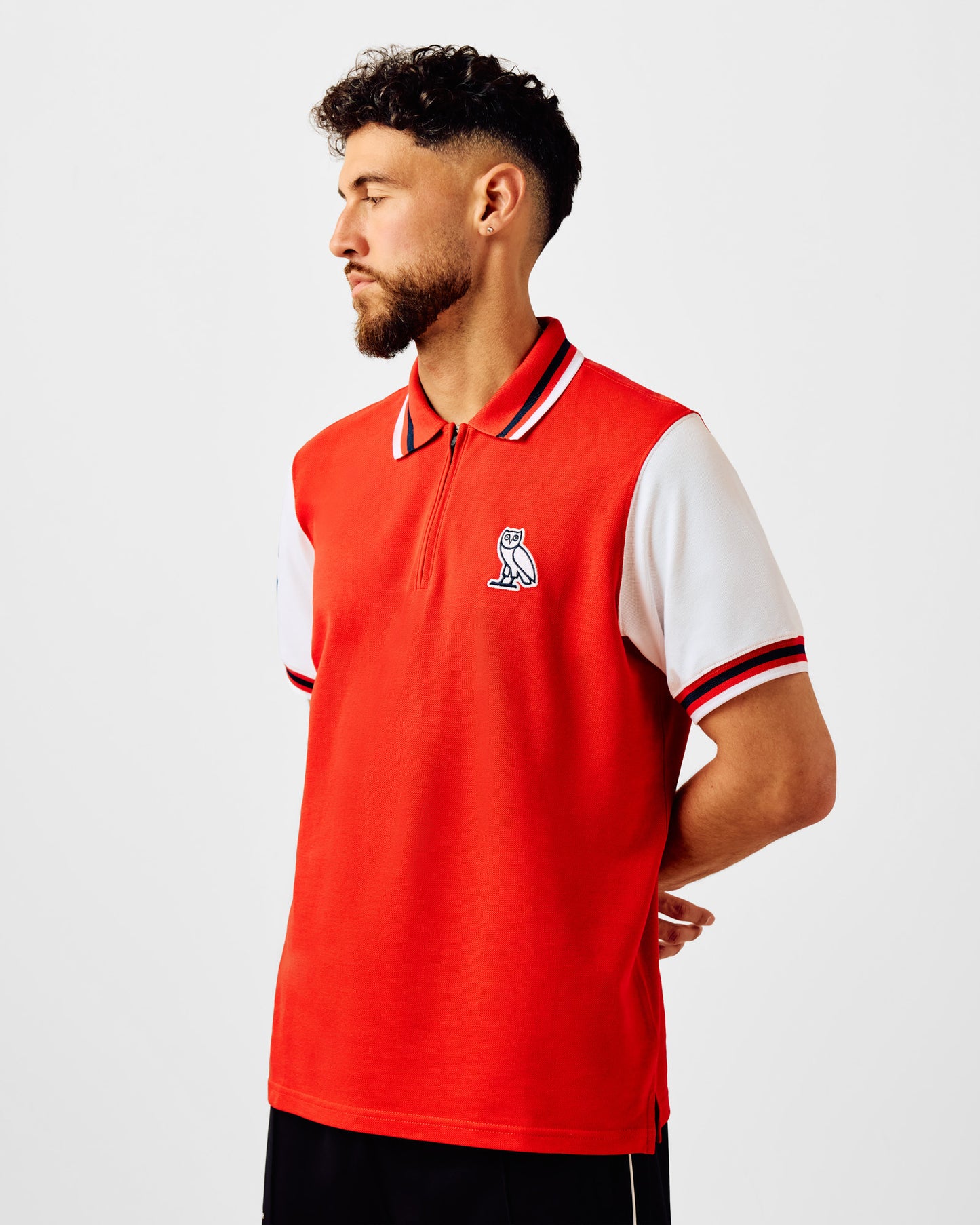 Quarter- Zip Short Sleeve Polo - White