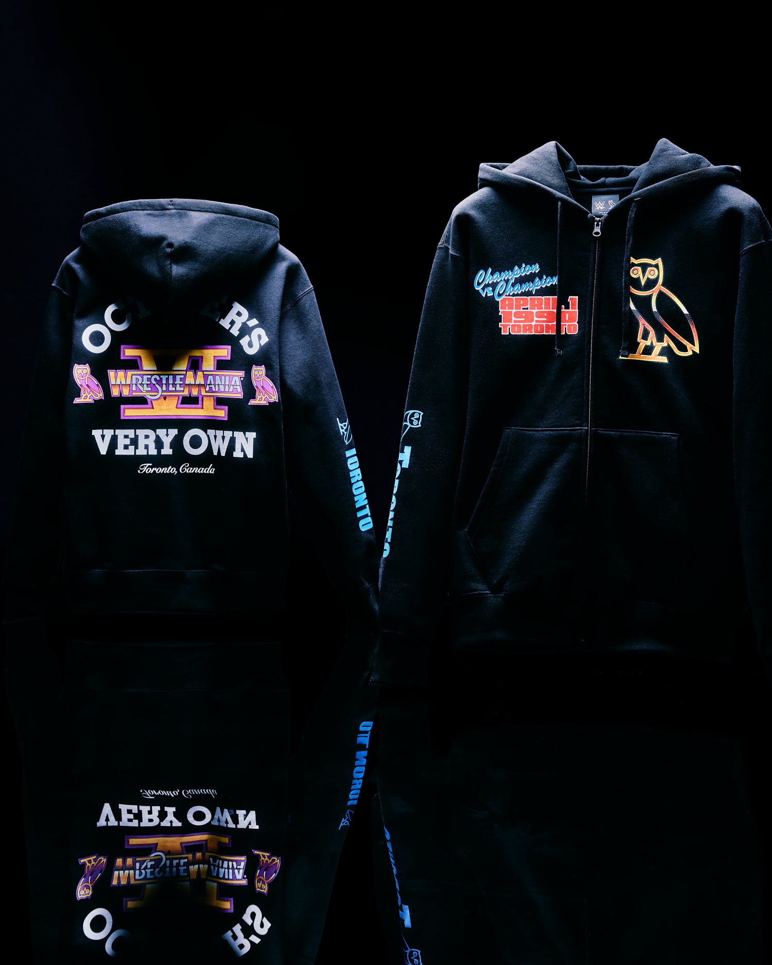 Black October's Very Own x WWE with brand logos on a black background