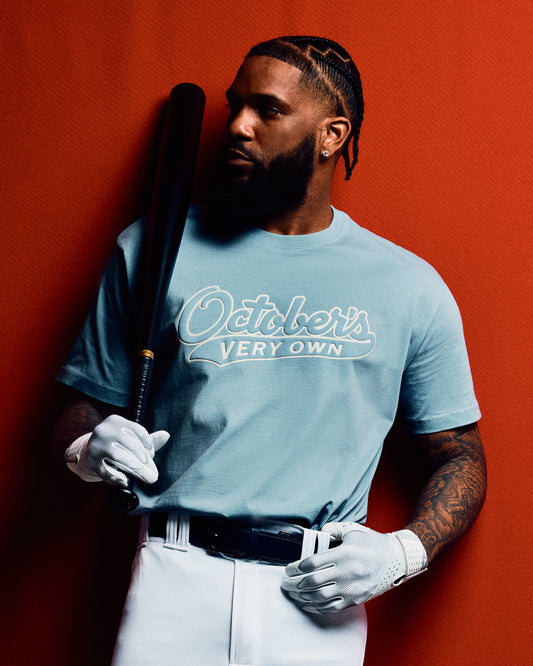 Sports Script Tee - Light Blue