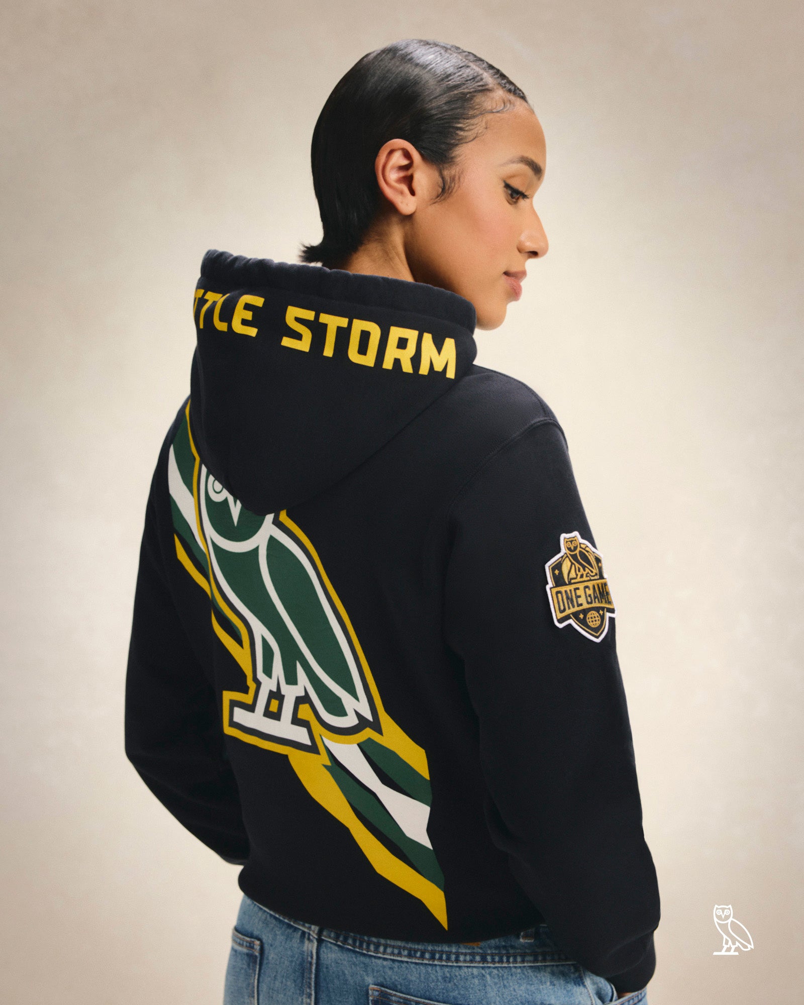 Person wearing October's Very Own / WNBA Hoodie, track pant