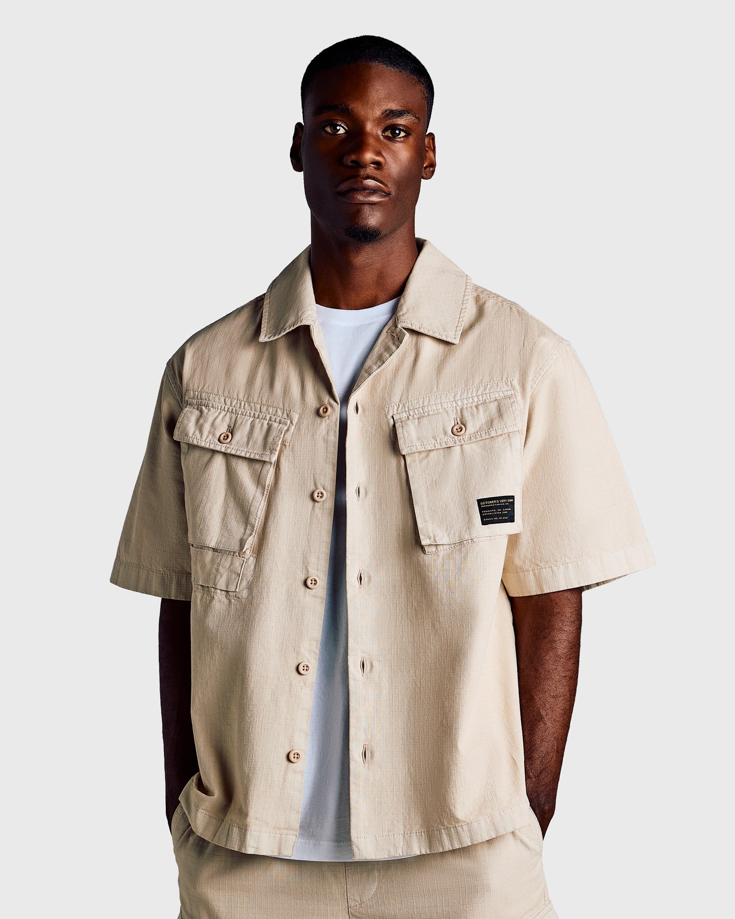 Chemise de camping en lin ripstop - Grès