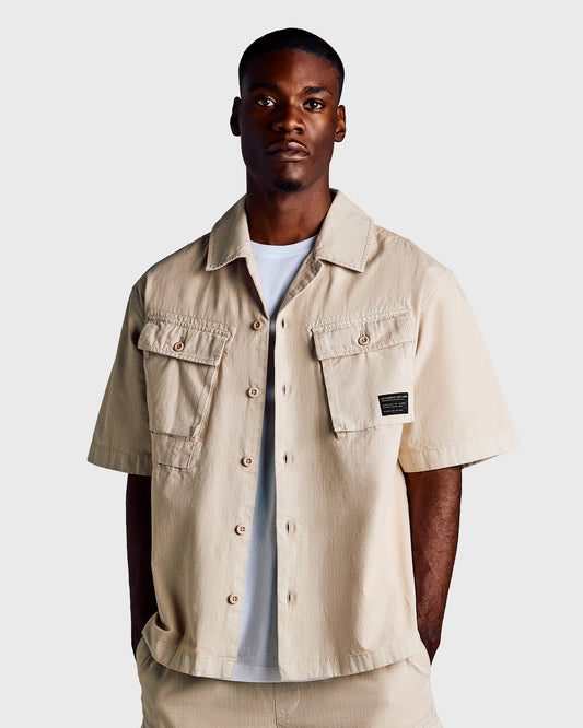 Chemise de camping en lin ripstop - Grès