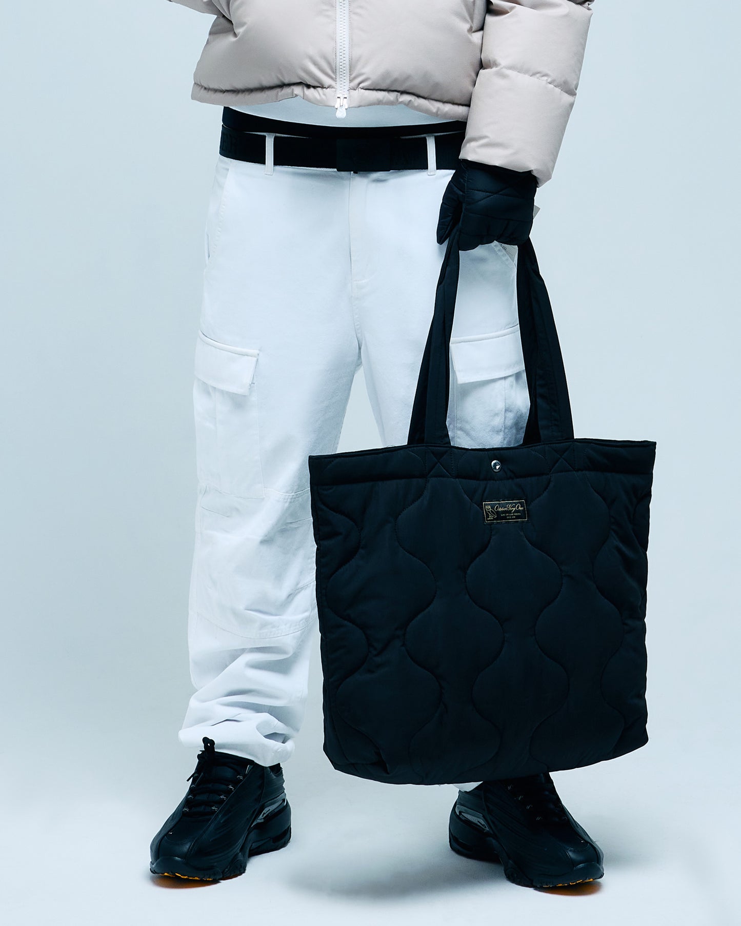 Quilted Puffer Tote - Black