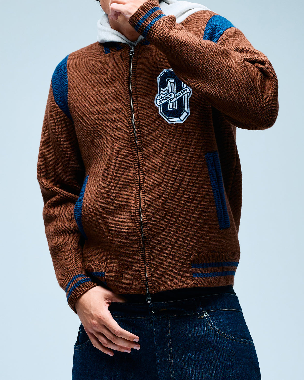 Varsity O Zip Cardigan - Hickory