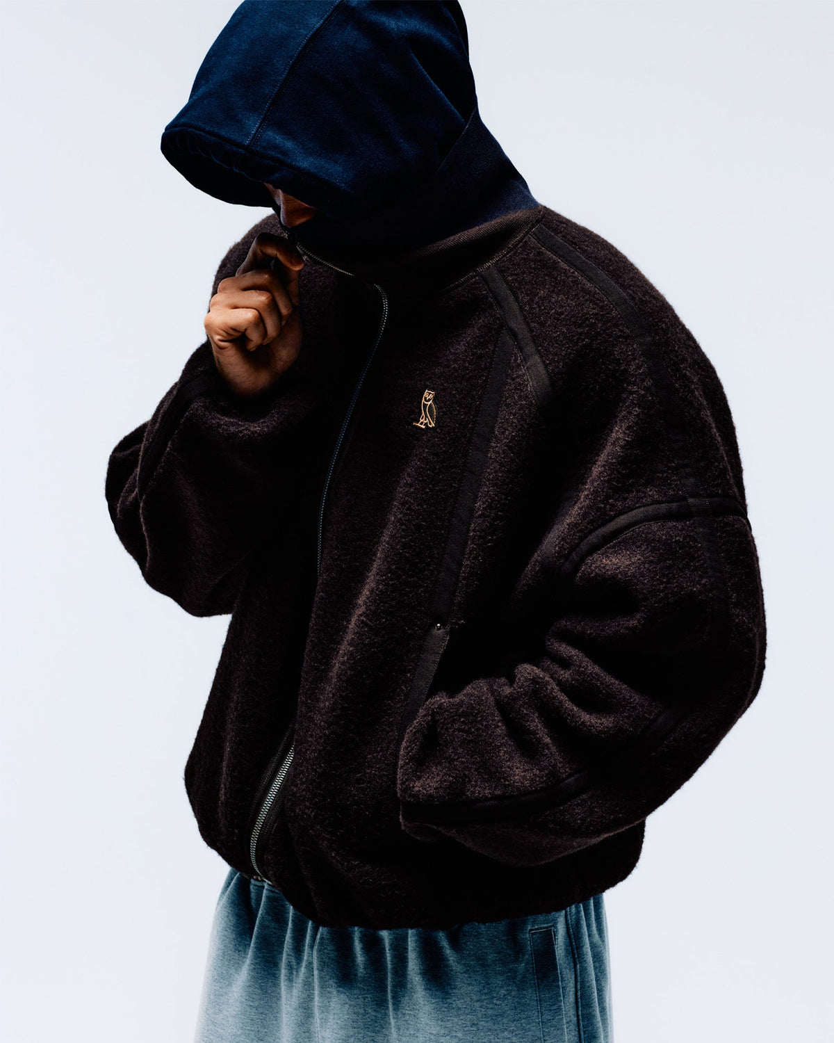 Wooly Fleece Bomber Jacket - Black Coco