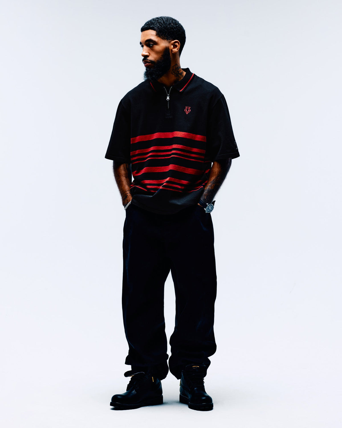 Polo rayé YD - Noir