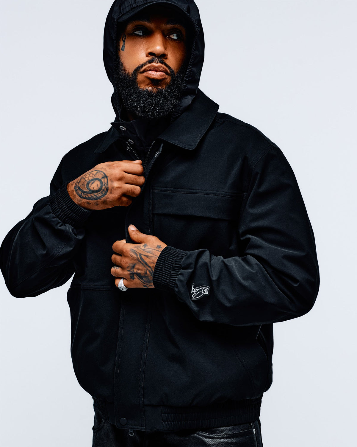 VESTE DE PILOTE EN NYLON - NOIRE