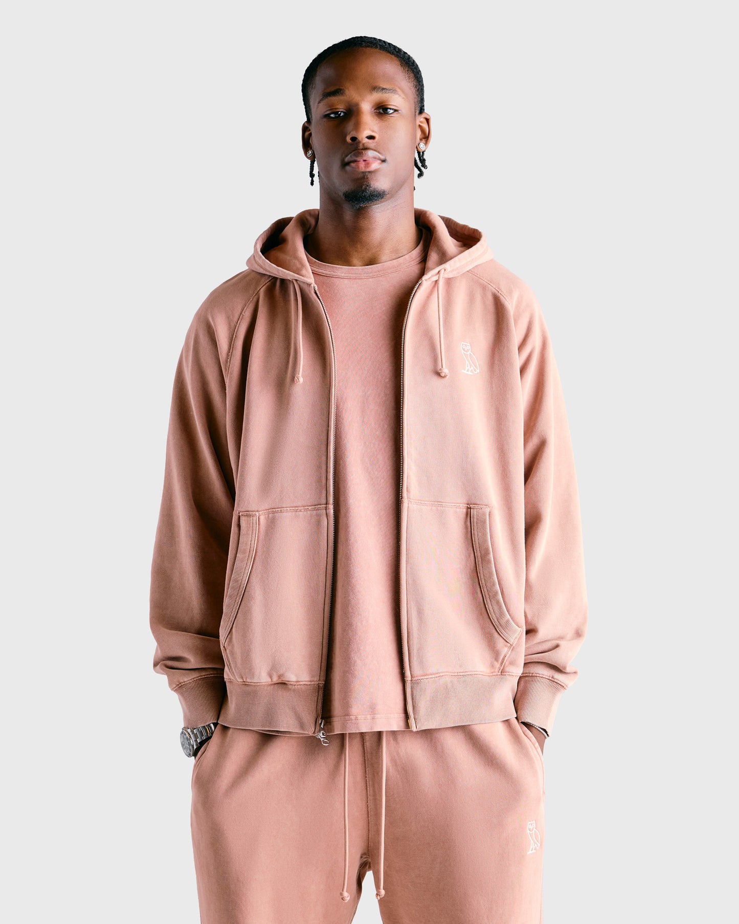 Muskoka Raglan Full-Zip Hoodie - Clay Pink
