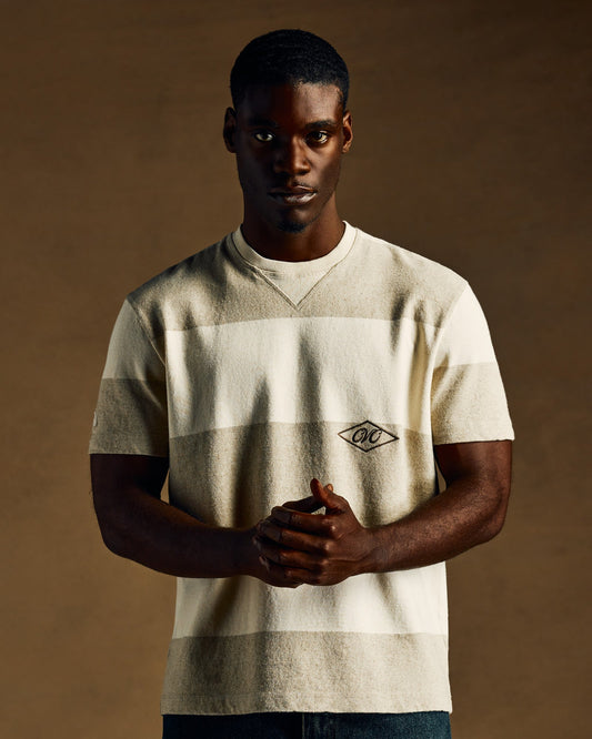 Natural Yarn Stripe Piqué Tee - Natural