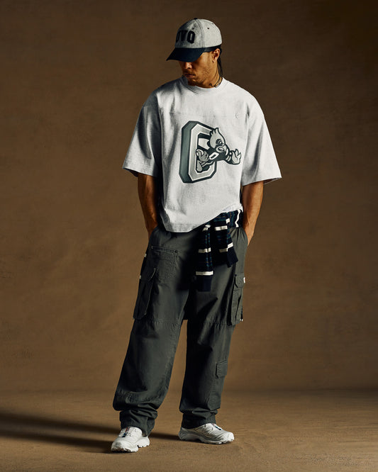 Heavy Weight Mascot Football Tee - Ash Heather Grey