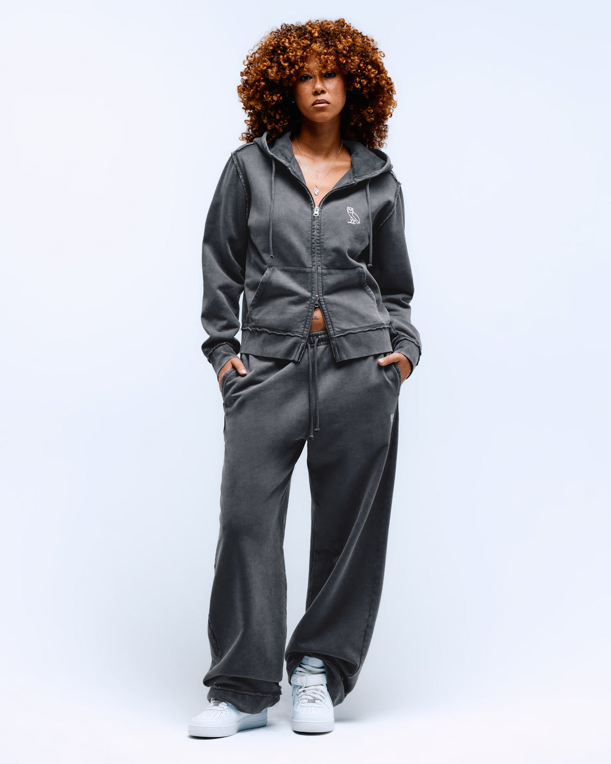 Raw Edge Open-Hem Sweatpant - Black Sand