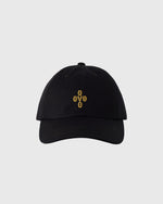 Black baseball cap with gold embroidered 