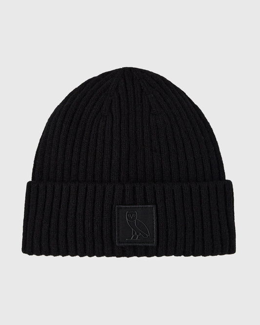 Ribbed Knit Beanie - Black