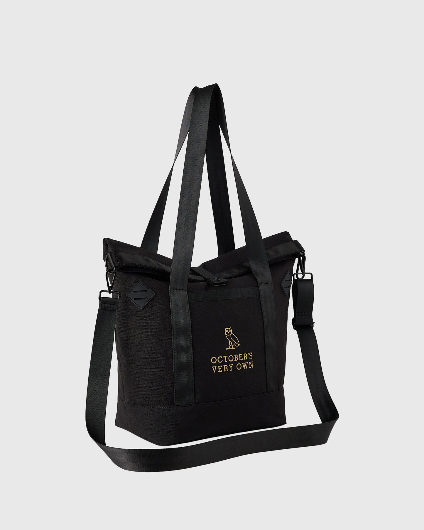 Roll Top Tote Bag - Black