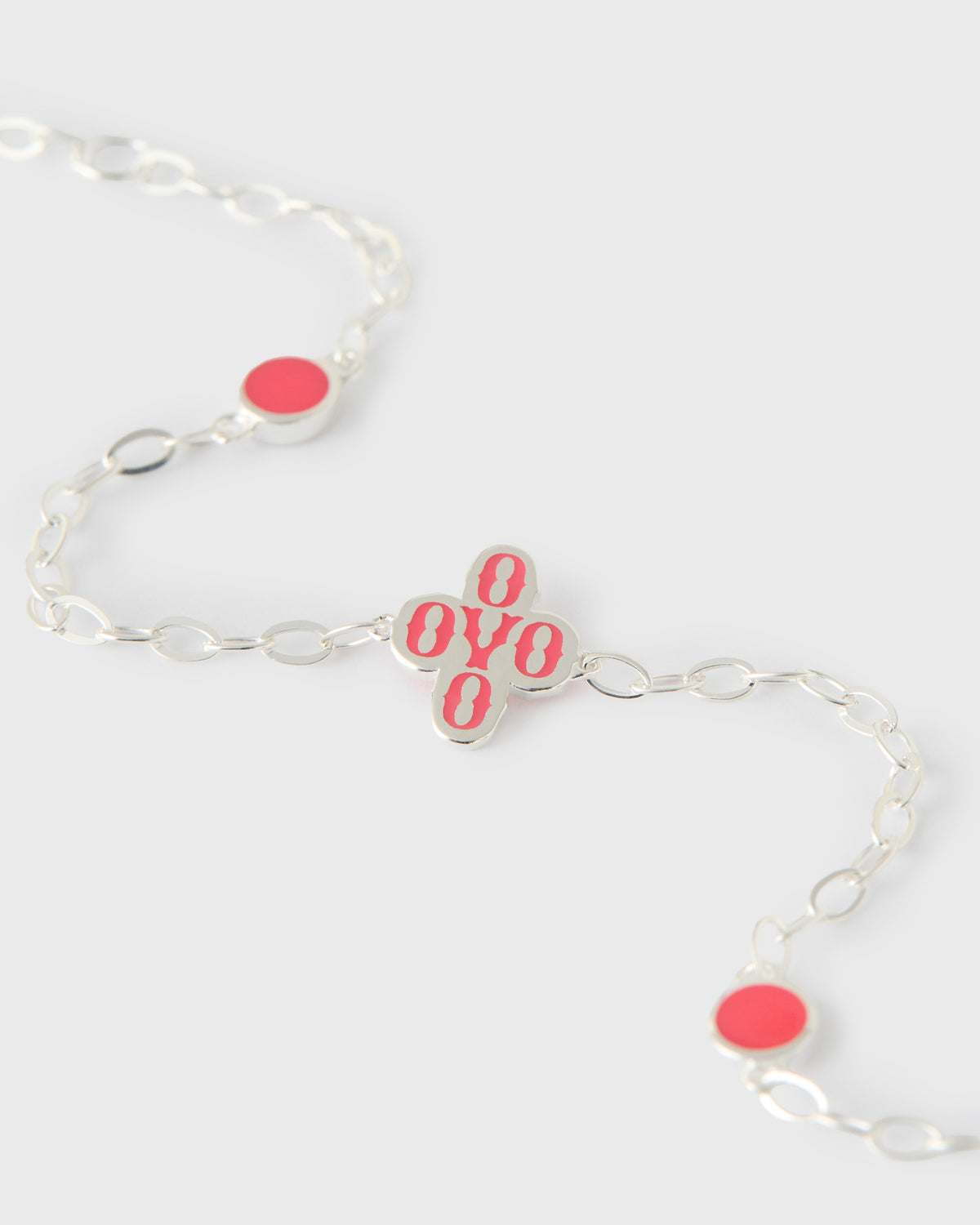 Silver Pom Pom Bracelet - Rosé