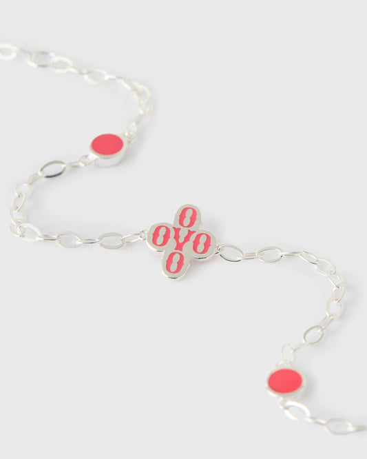 Silver Pom Pom Bracelet - Rosé