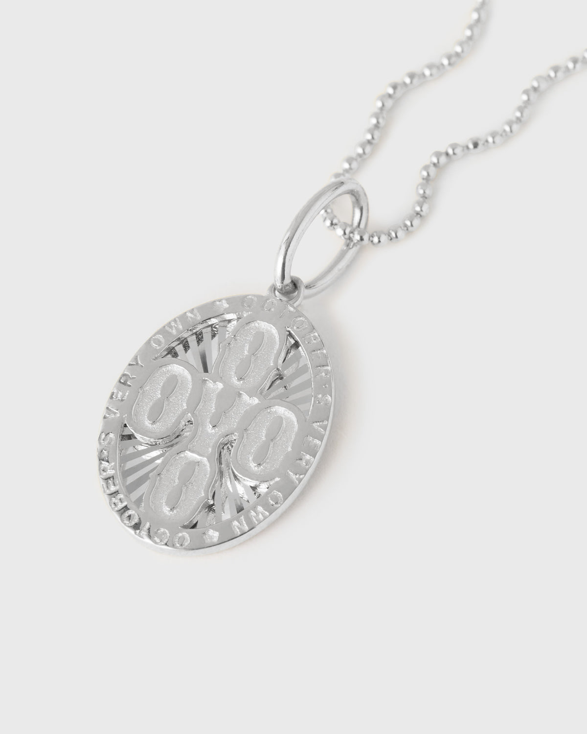 Pom Pom Oval Necklace - Silver