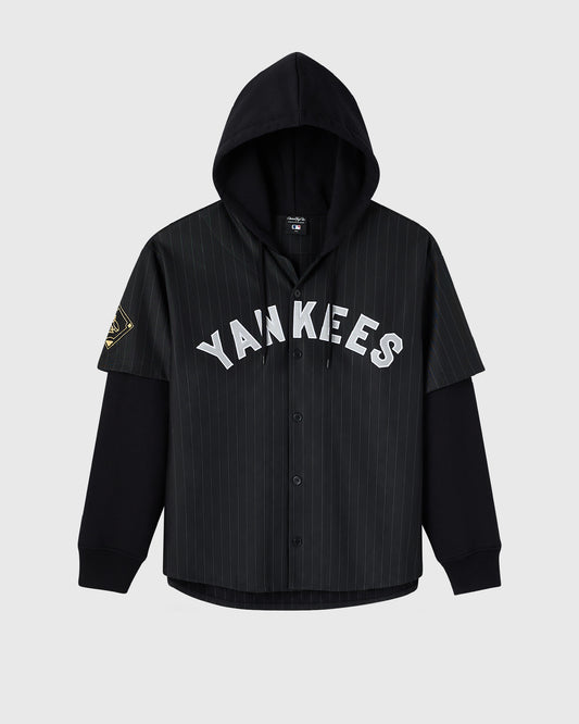 New York Yankees Layered Hoodie - Black