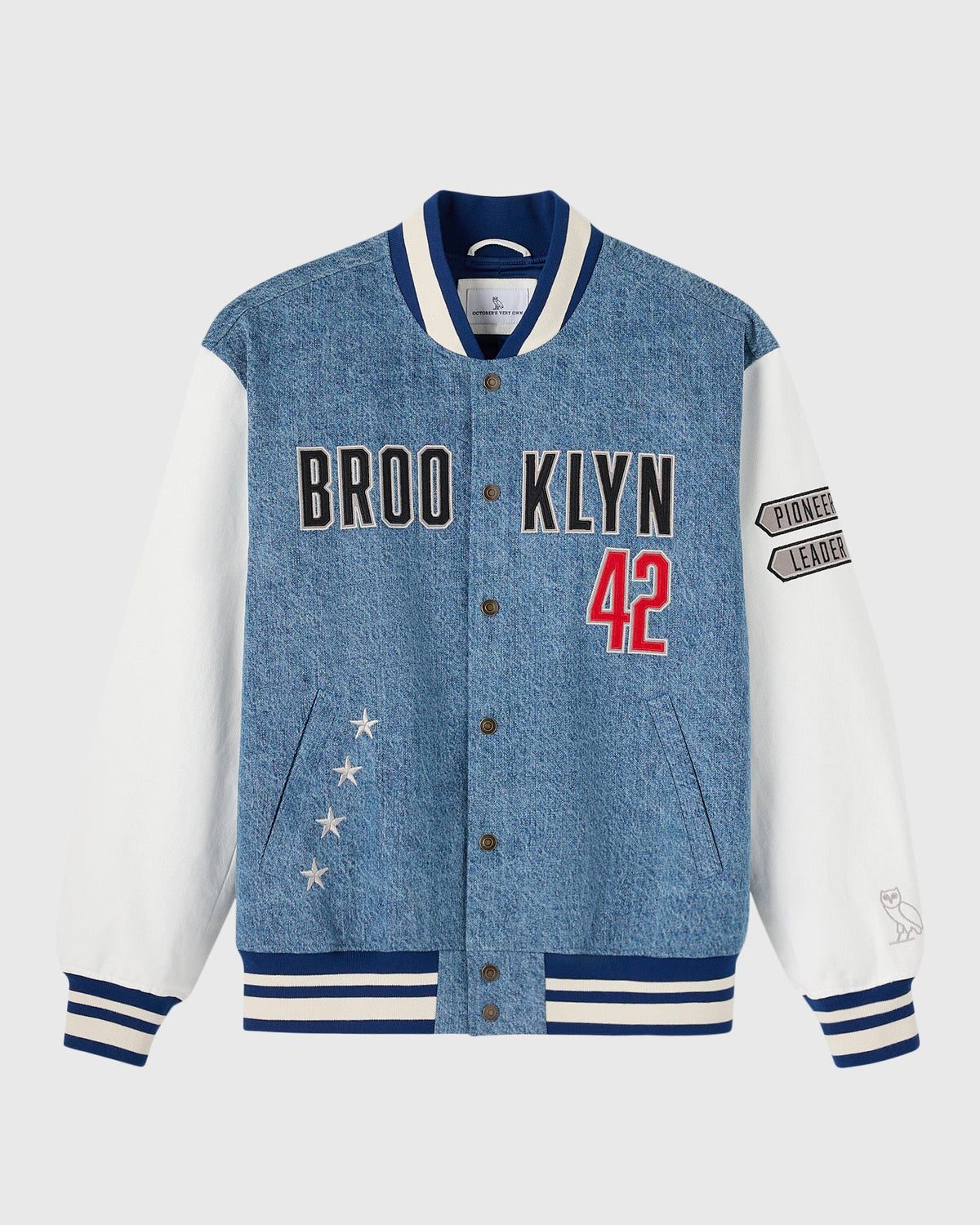 Jackie Robinson Varsity Jacket - Washed Indigo Denim