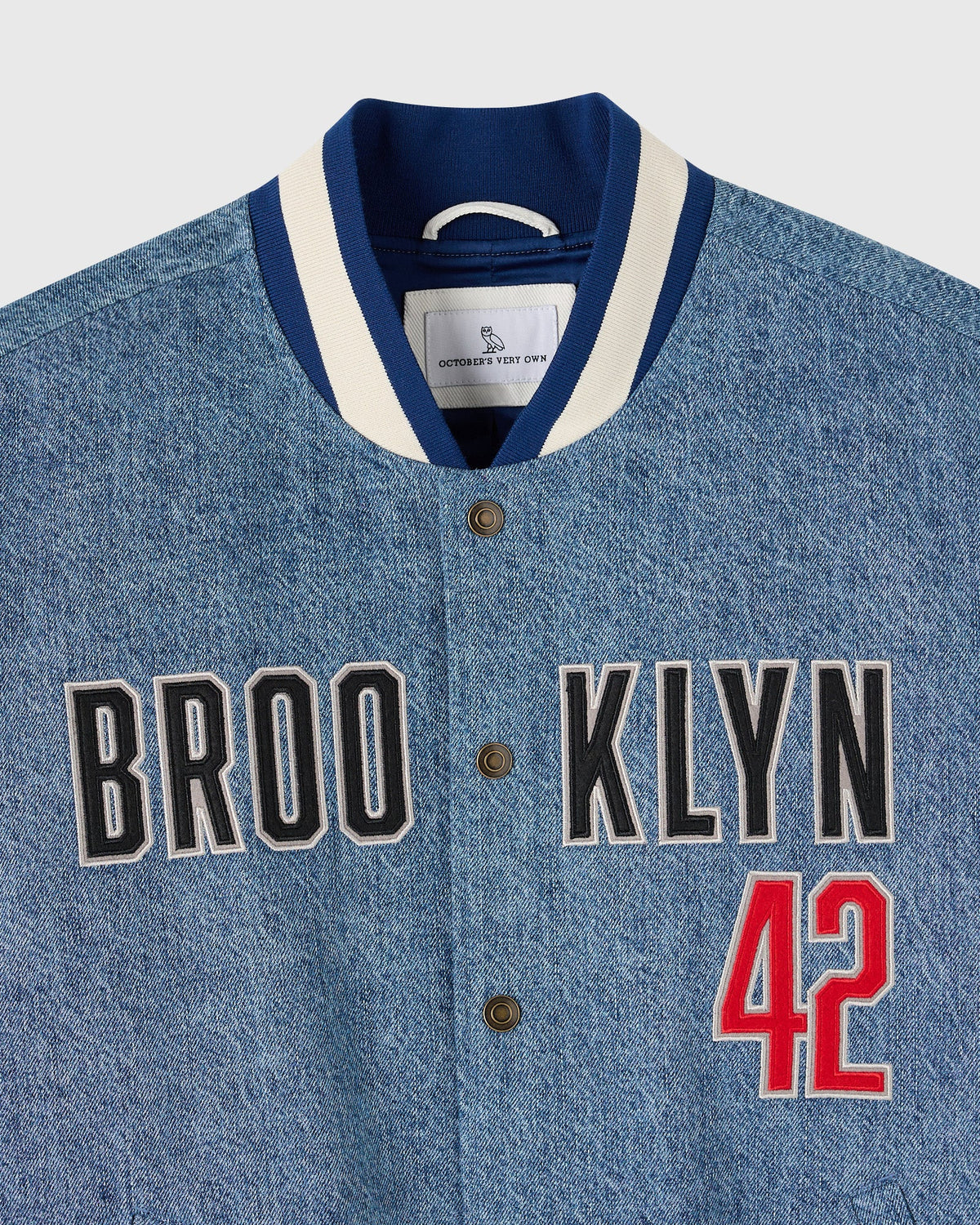 Jackie Robinson Varsity Jacket - Washed Indigo Denim