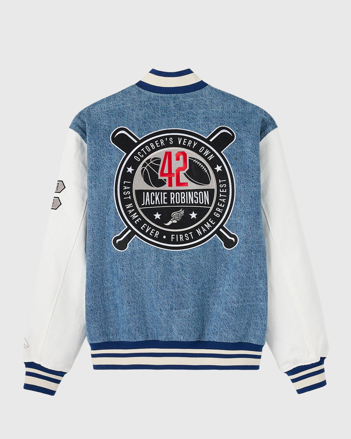 Jackie Robinson Varsity Jacket - Washed Indigo Denim