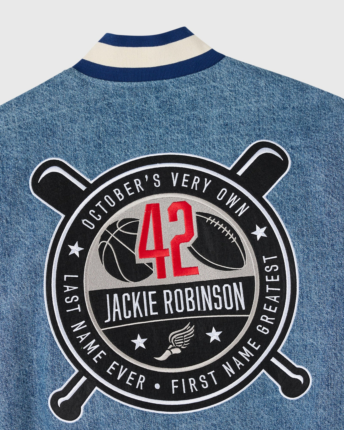 Jackie Robinson Varsity Jacket - Washed Indigo Denim